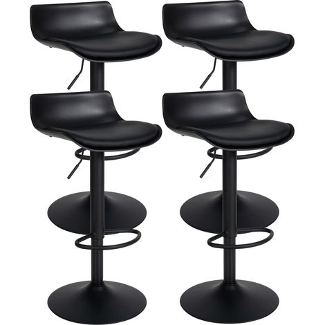 Sgabello da bar x4 con poggiapiedi regolabile in altezza design moderno in PVC nero e metallo nero 100004500