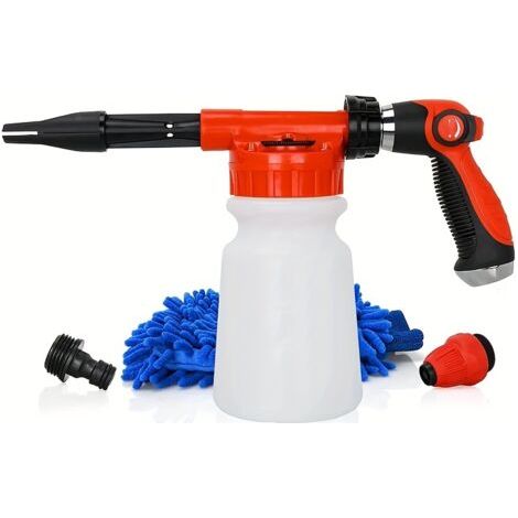 Pulvérisateur à Mousse Haute Pression avec Pistolet à Eau Polyvalent – Lavage de Voiture et Jardin, Buse Réglable, Contrôle de Mousse 5 Niveaux, Durable et Facile à Installer