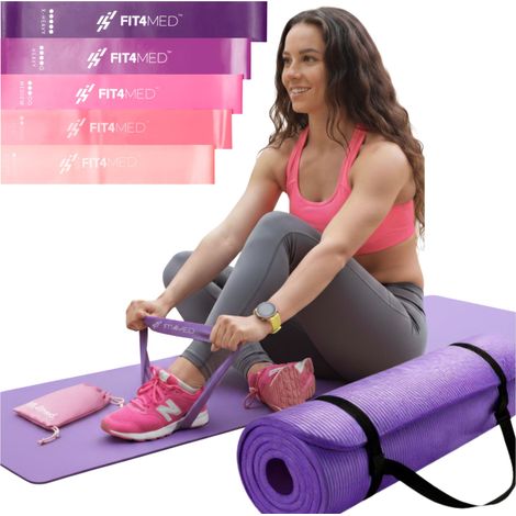Elastische Bänder für Fitnessübungen + Matte