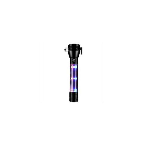 Lampe de poche solaire rechargeable multifonction, marteau de sécurité, alarme – (1/4)