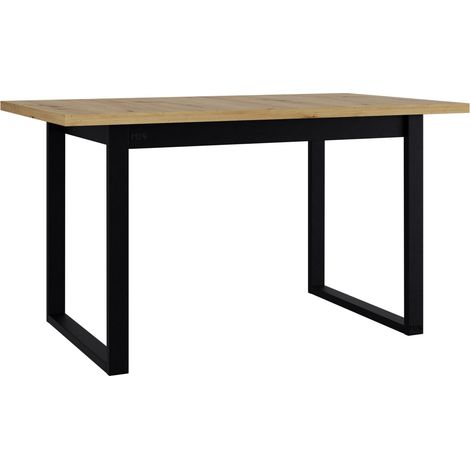 Mesa Victorville 379, Roble Artisan + Negro, 79x80x140cm, Aglomerado laminado, Metal