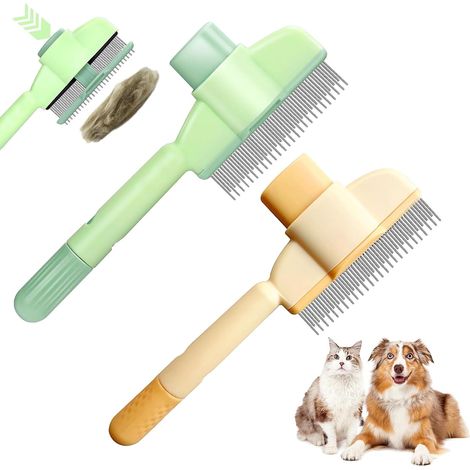 Cat Brush Set of 2 - Long Hair and Short Hair Brush - Ideal for Long Hair and Short Haired Cats - Removes Shedding Hair - Promotes Healthy Coat - Perfect for Home (1/5)