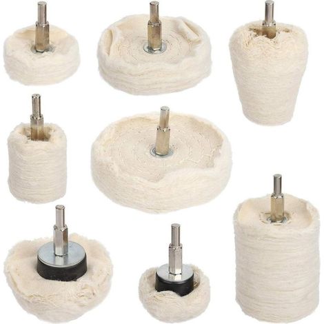 Disque de polissage pour perceuse, 8 tampons de polissage en coton pour métal (aluminium/acier inoxydable/chrome/Métal/laiton) Bois Plastique Verre Céramique (1/5)