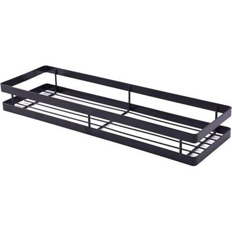Multifunktionales, wandmontiertes Aufbewahrungsregal aus Eisen für Küche, Gewürze, Flaschen, Dusche, Badezimmer, schwebende Aufbewahrung, platzsparend, Gewürzregal, schwarz (40 cm) (1/4)