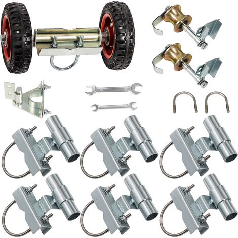 Kit Rail Porte Coulissante Acier Inoxydable Quincaillerie Clôture Portail Acier Galvanisé avec Porte-Roues Double 6 Supports Universels Rails 2 Galets Roulement 1 Verrou 2 Supports Roue Arrière (1/5)