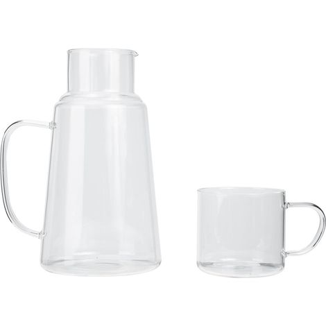 Pichet à Eau Froide 2000ml en Verre Borosilicate Transparent Tasse Intégrée, Grosse Capacité, pour Maison, Bureau et Fête (1/5)
