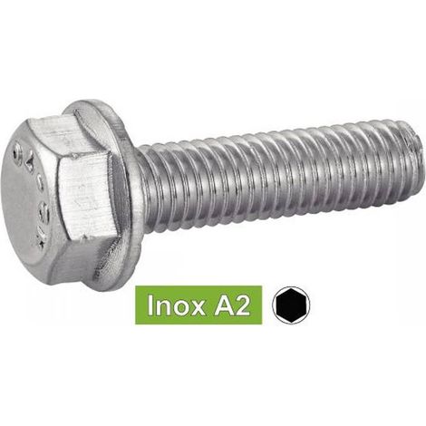 200 Vis à Métaux Tête Hexagonale à Embase Crantée 5 x 35 mm - DIN 6921 - Inox A2 - D-Work (1/5)