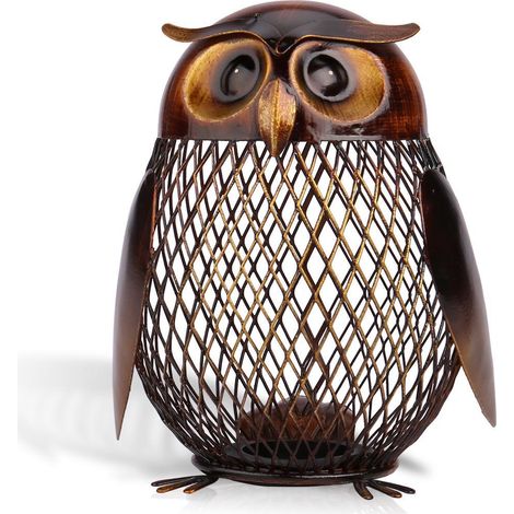 Tirelire enfant en métal motif hibou, objet décoratif et ludique (1/5)