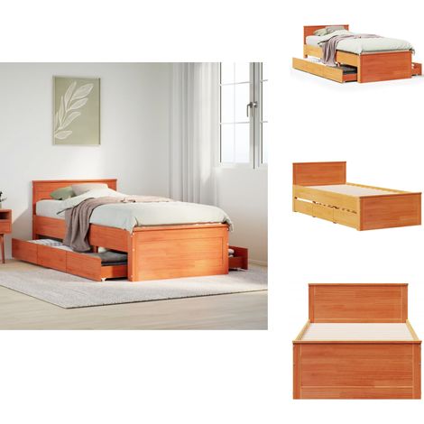 Cadre de lit sans matelas avec tête de lit 100x200 cm bois pin - Cadre De Lit - Cadres De Lit - Lit - Lit Simple (1/5)