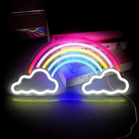 Panneau lumineux néon acrylique en forme de nuage arc-en-ciel, applique murale flexible (1 pièce, 40 x 20 cm) (1/4)
