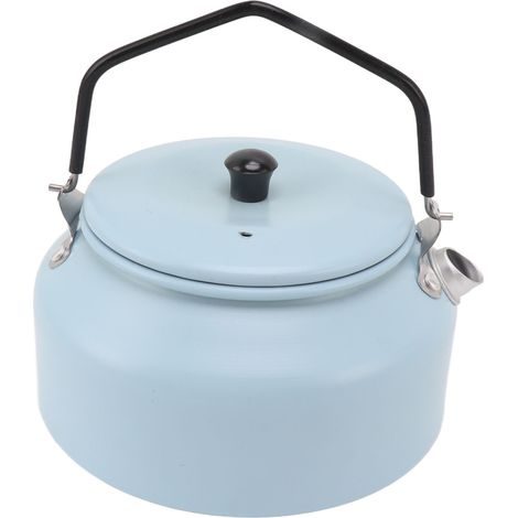 Bouilloire de camping 0,9 L, multifonctionnelle, en alliage d'aluminium de qualité alimentaire, portable, idéale pour le camping, les pique-niques et la randonnée en plein air (bleu ciel). (1/5)