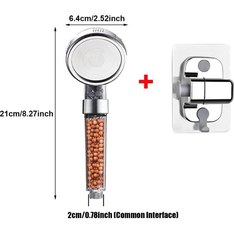 (Petit kit de base) Pommeau de douche filtrant anticalcaire en ABS haute pression, économe en eau, transparent, avec billes filtrantes pour salle de bain (1/5)