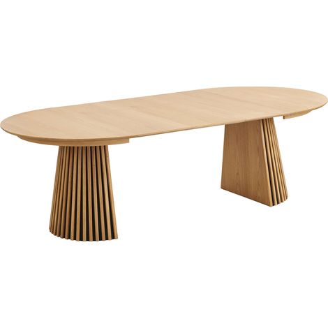 Tokyo table à manger Ø120cm avec 3 rallonges 240cm placage chêne naturel. (1/4)