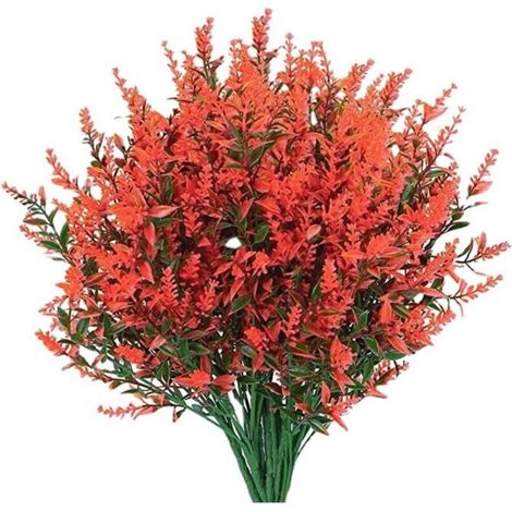 UV Resistant Outdoor Flowers 8 Bundles UV Resistant Outdoor Plants in UV Resistant Plastic for Indoor or Outdoor Home or Office Decoration (Orange) (1/5)