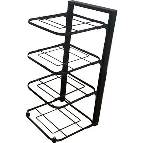 Étagère de rangement de cuisine en acier au carbone noir multicouche pour casseroles et poêles, quatre niveaux, 54 x 24 x 7 cm / 21,3 x 9,4 x 2,8 pouces (1/5)