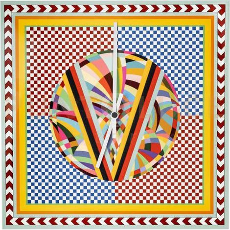 OROLOGIO PICCOLO DECOR 35X35 IN CRISTALLO ACRILICO DECORATO DISEGNO RAINBOW