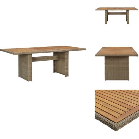 Vidaxl – Table de jardin marron 200x100x74 cm – Résine tressée résistante aux intempéries – Cadre en acier enduit de poudre – Pour 6 personnes (1/5)