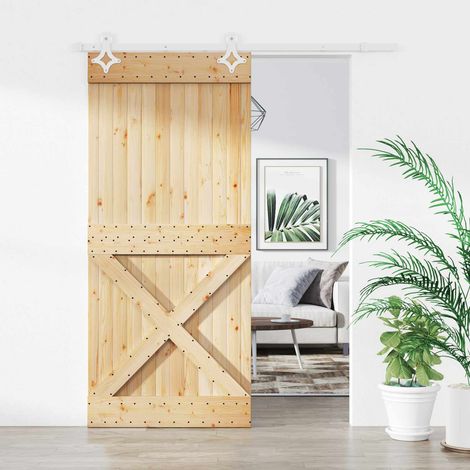 vidaXL Porta scorrevole Naturale e Bianco 90 x 210 cm