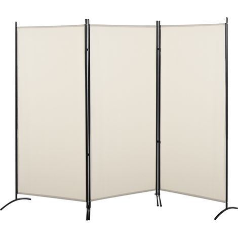 Dreiteilige Trennwand, Maße 2,53 m (L) x 0,5 m (B) x 1,82 m (H), Seitenrollo, Sichtschutz, freistehende Metalltrennwand, Polyester (1/5)