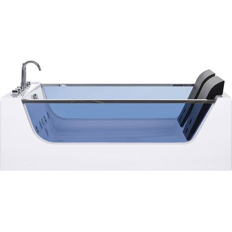 Bañera de hidromasaje de acrílico sanitario blanco frontal transparente con LED rectangular 107 x 156 cm estilo moderno Curacao