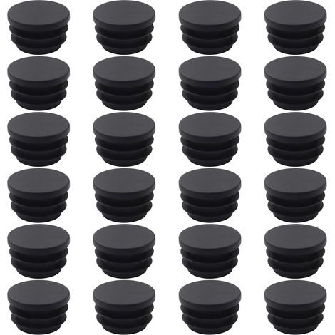 20 Embouts Pied de Chaise et de Table - Embouts Pieds de Chaise Ronds Noirs (22mm), Bouchon Plastique Universel pour Pieds de Chaise, Bouchon de Chaise, Bouchon de Tube, Bouchon Tube Rond (1/5)