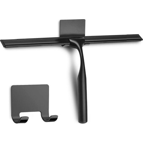 Duschabzieher Edelstahl Selbstklebehaken Glaswischer Schwarz 35cm (1/5)
