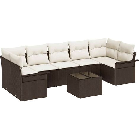 Maison Exclusive - Gartensofa-set mit Kissen 8 pcs Braun Poly-Rat