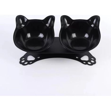 Gamelles pour Chats,Bols pour Chat, Inclinable à 15° Double Gamelle Chat Surélevée,Anti-Dérapant Cou de Protection Bols de Nourriture pour Animaux (1/5)