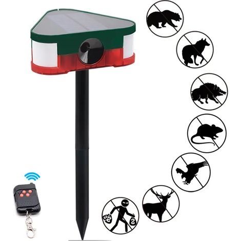 Répulsif solaire pour souris Répulsif pour animaux à ultrasons Repousse le sanglier Souris Télécommande flash Voyant d'alarme (1/5)
