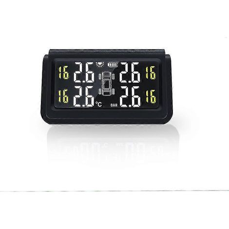 Sistema de monitoreo de presión de neumáticos para automóviles con carga solar, inalámbrico, inteligente, en tiempo real, 4 unidades externas resistentes al agua IP67 y antirrobo. (1/5)