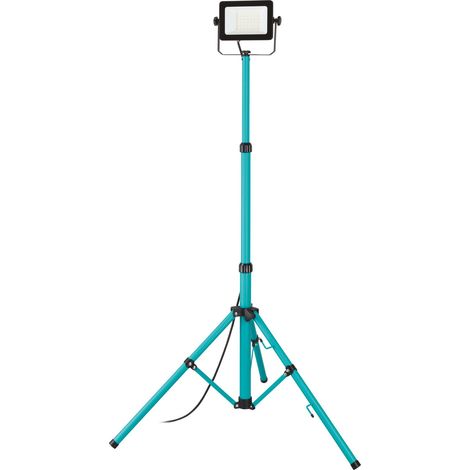 EGLO Baustrahler LED mit Stativ, Arbeitsleuchte höhenverstellbar aus Aluminium und Kunststoff, Arbeitsscheinwerfer in türkis und schwarz, Werkstattlampe schwenkbar, IP65, neutralweiß, 2500lm (1/5)