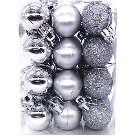 Boules de Noël argentées décoratives incassables pour sapin de Noël, lot de 30 mm. (1/3)