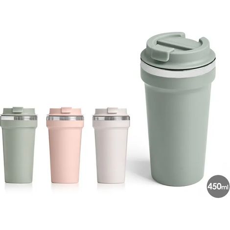 Vaso térmico con tapa 9 x 9 x 18 cm 450 ml colores variados (1/4)