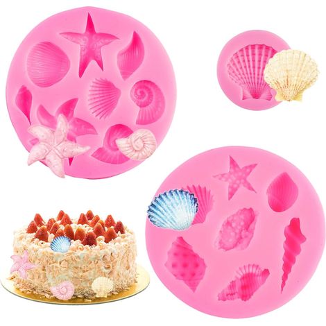 3 Pièces 3D Moules en Silicone Thème Marin, Fondant Moule Gateau (1/5)