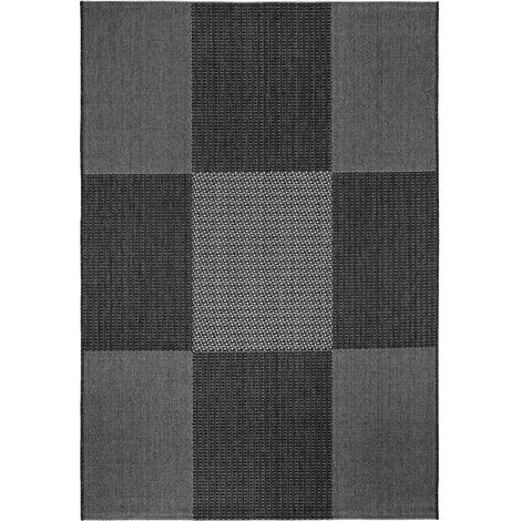 Tapis extérieur kilim 67x140 anthracite et gris rectangle EXTERNA