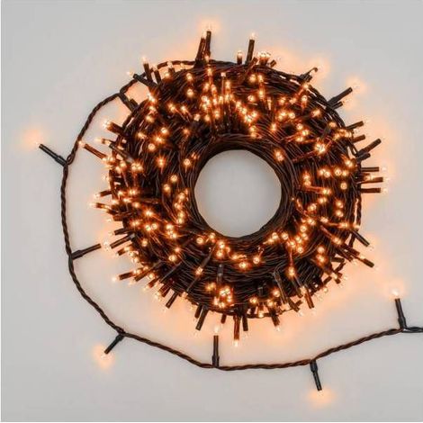 1 guirlande lumineuse orange, 25 m, 360 LED mini, câble vert, extérieur, décoration fête Noël jardin (1/5)