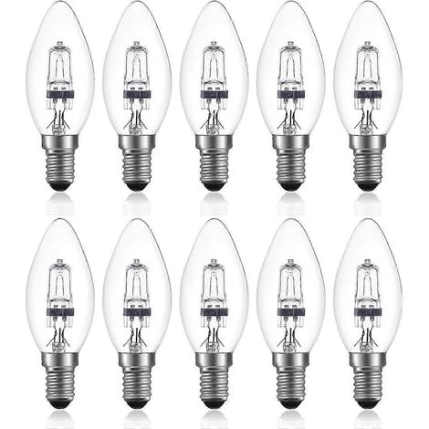 Ampoule halogène dimmable E14 C35 42 W, 220-240 V CA, blanc chaud 2700 K, transparente, lot de 10 (1/5)