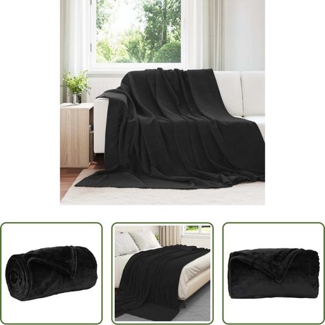 Wohnzimmerdecke -  Überwurfdecke Schwarz 240 x 270 cm Fleece
