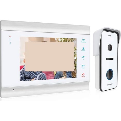 Caméra de sécurité sans fil avec sonnette vidéo Système d'interphone vidéo HD1080P de 7 pouces avec support de caméra de sonnette filaire haute définition déverrouillé Installation facile ( Color : 1 (1/5)