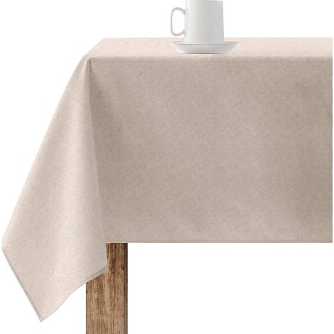 Mantel de resina antimanchas, 110 x 160 cm, tejido de algodón liso sin tratar, acabado de lino natural. (1/3)