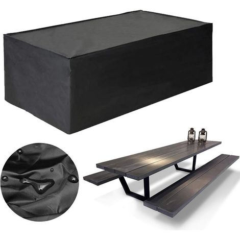 Housse de table en rotin pour extérieur, imperméable, résistante, grande taille, protection mobilier jardin, bâche robuste, couvre-table terrasse, usage extérieur, anti-UV, anti-pluie, format XL, hous (1/5)