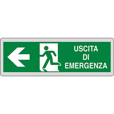 ETICHETTA SEGNALETICA USCITA EMERGENZA SINISTRA  - EUROSIGNALS (1/2)