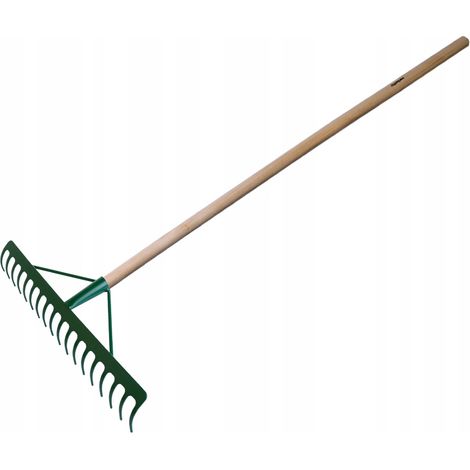 Verstärkter grüner Rechen, 18-zinkig, 130 cm (1/2)