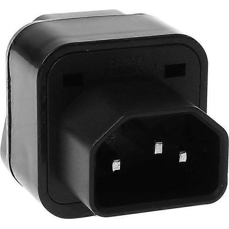 Universaladapter IEC 320 C14 Buchse auf Netzstecker, schwarzer Netzanschluss (1/5)