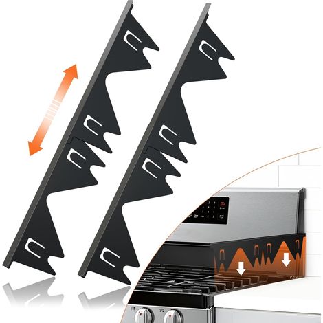 Cubiertas de acero inoxidable para juntas de estufa (2 piezas), relleno para huecos de estufa, kit de embellecedores para estufa, protector de huecos para horno de cocina entre quemadores (1/5)