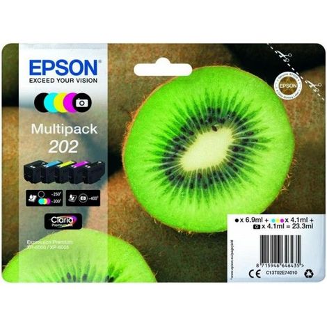 Cartucce di Ricambio Epson Claria Premium T202 Multipack (Nero, Ciano, Magenta, Giallo) per Stampanti Epson C13T02E74010 (1/5)