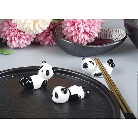Set mit 6 Keramik-Essstäbchenhaltern in Pandaform für Küchenstäbchen. (1/3)