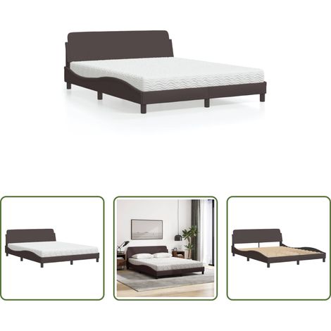 Matratze - Bett mit Matratze "Dover" Dunkelbraun 160x200 cm Stoff (1/5)