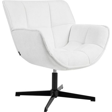 Accent Armchair White Polyester Upholstery Swivel Modern Large Seat Curved Retro Design AUMA