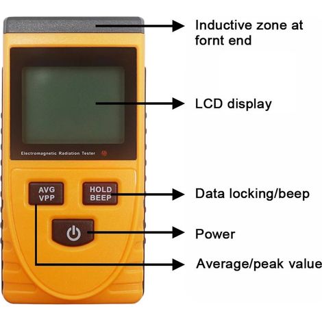 Détecteur de rayonnement électromagnétique numérique haute sensibilité, écran LCD, bande passante de test : 5 Hz à 3 500 MHz (1/5)
